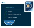 شريحة LANGIE SIM ULTRA بسعة 500 ميجابايت - 2G/3G/4G/LTE للترجمة في 150 دولة صالحة لمدة تصل إلى 10 سنوات